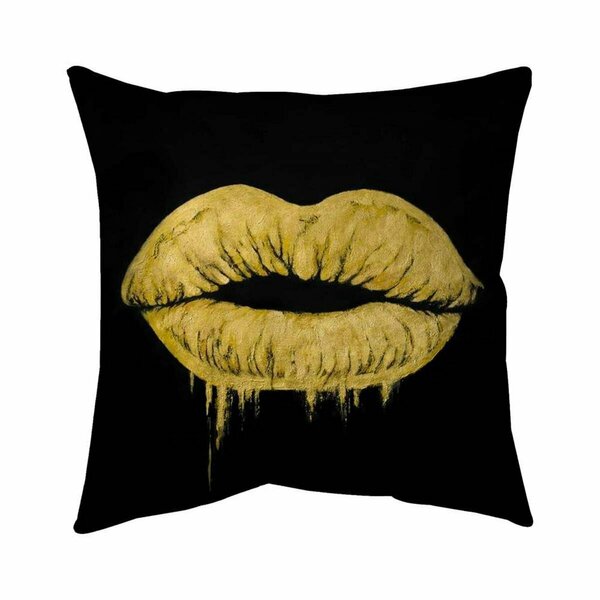 Fondo 26 x 26 in. Golden Lips-Double Sided Print Indoor Pillow FO2801060